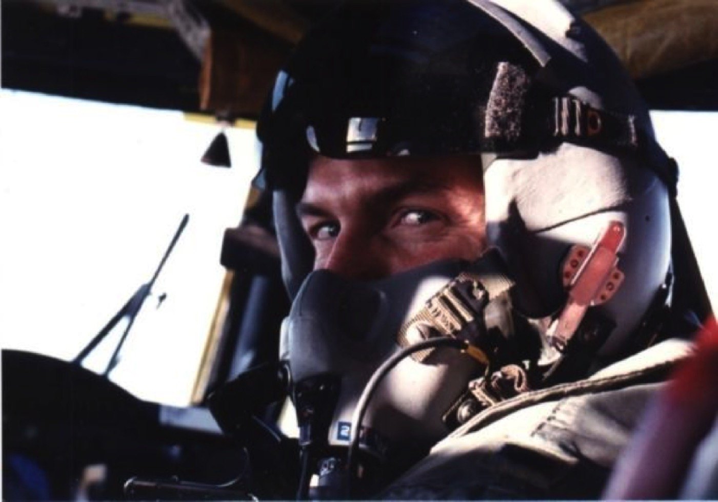 Captain Terry L. Fossum, U.S. Air Force, in the cockpit